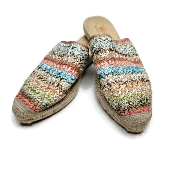 vidorreta espadrill mule slip on flats multicolored woven pattern. Size 40 US 10 - Picture 9 of 11